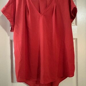 Simply Vera Vera Wang Orange/Red V-Neck Blouse